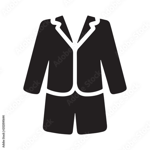 Black business casual outfit with white trim isolated on white background