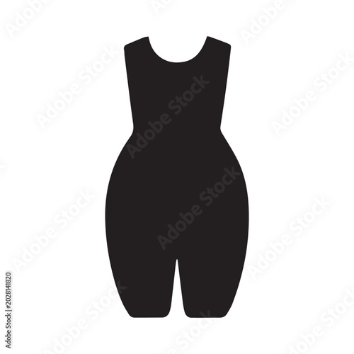 Black sleeveless jumpsuit silhouette isolated on white background