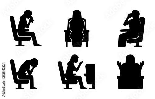 Fotografía Sad Person Sitting in Theater Seat Icons