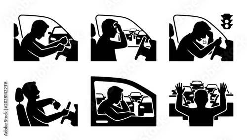 Schilderij op canvas Frustrated Driver in Traffic Jam