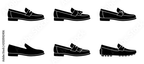 Cuadro en lienzo Collection of Black Loafer Shoe Styles