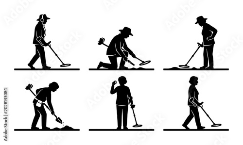 Fotografia People Metal Detecting Silhouettes