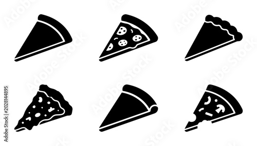 Принти на полотні Pizza Slice Icons, Italian Food Vector Graphics, Delicious Meal Elements, Restau