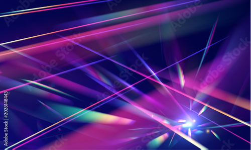 Tableau sur toile Abstract neon waves flow across dark space
