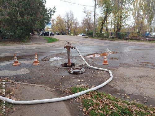 Принти на полотні A fire standpipe installed on an underground hydrant to draw water from the water supply network