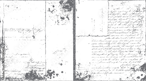 Εκτύπωση καμβά Distressed vintage handwritten document with ink splatters and smudges antique p