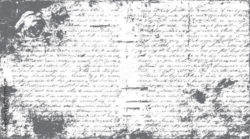 Fotografía Distressed vintage handwritten script texture with ink splatters and smudges in