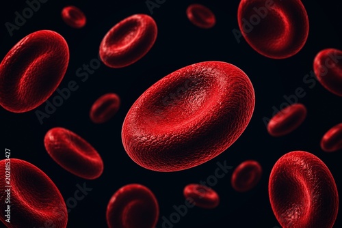 Cuadro en lienzo Scientific Visualization of Floating Red Blood Cells in Human Circulatory System
