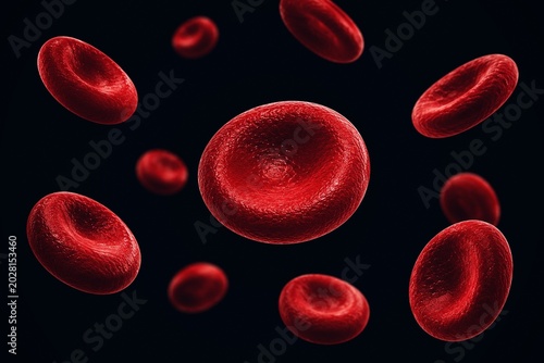 Photos Realistic Red Blood Cells Flowing Through Bloodstream Macro Medical Illustration