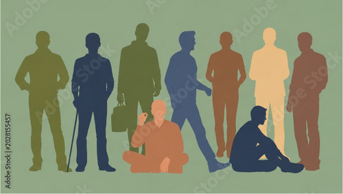 Konstfotografi Group of people standing and sitting in various poses outdoors