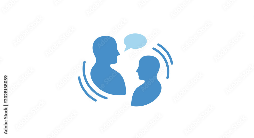 Fototapeta premium conversation icon with two silhouettes and speech bubble
