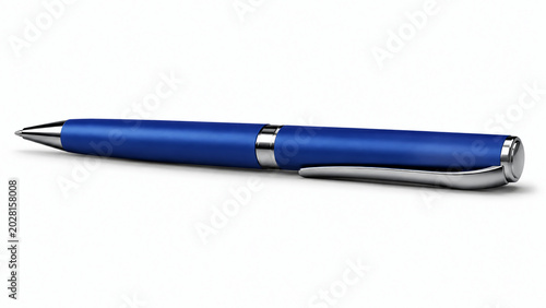 blue pen close-up, empty space for text, template, photo background, layout, banner