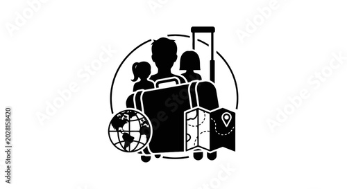 Foto Family on Vacation with Luggage Traveling.