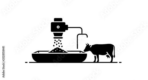 Canvastavla Cow drinking from bowl machine.
