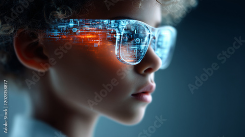 Young Scientist in Laboratory with Futuristic Inventions AI Robots Holographic Formulas and Glowing Technology Inside Silhouette Cinematic Sci-Fi Realism

