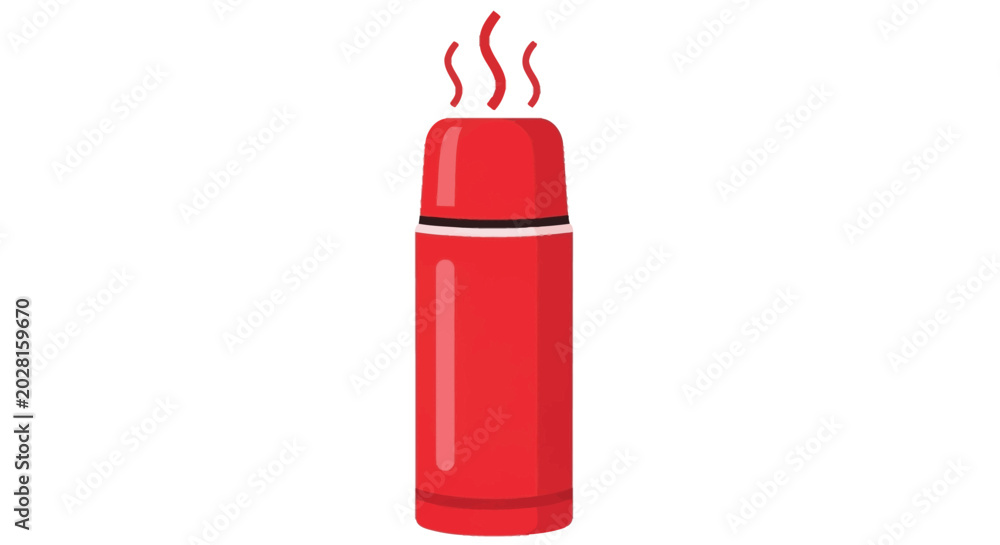 Obraz premium red thermos flask with steam vector illustration on white background