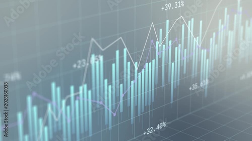 Global virtual financial graph hologram on blurry modern, stock market analysis investment concept, wealth strategy forecast