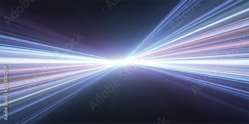 Obraz na płótnie Abstract light streaks with lens flare effect converging towards a bright center