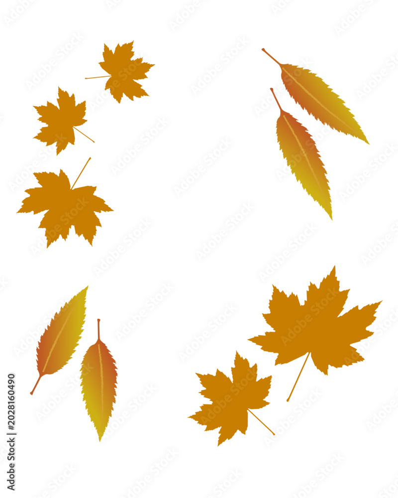 Fototapeta premium Autumn leaves frame composition isolated on white background vector illustration