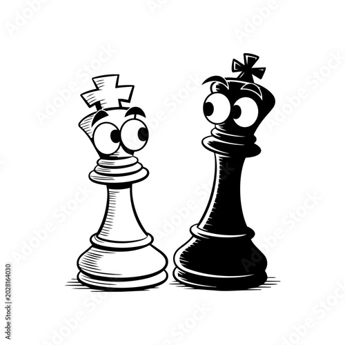 Schilderij op canvas Two Player Chess Vector Illustration | Strategy Board Game Concept Design