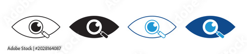 Quadro su tela Eye Magnifier Icon Set Vector Flat and outline Design Vision Search Collection