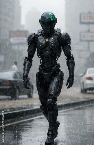 A common sight in the city: advanced AI robots mingling with the public