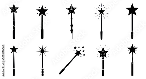 Magic Wand Collection: Star Designs, Fantasy, Illusion, and Sparkle Elements