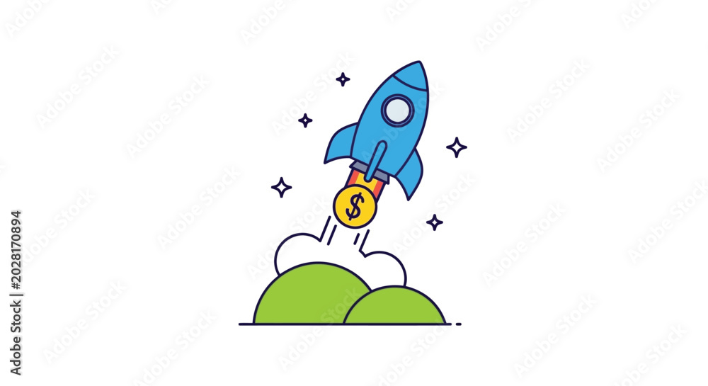 Obraz premium rocket ship with dollar sign vector illustration on white background