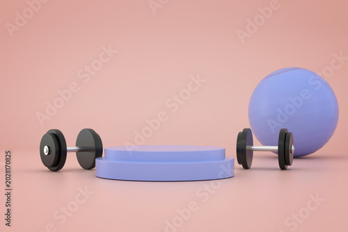 Foto Sport equipment background for stage on pink background trendy 3d render