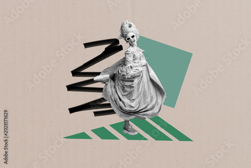 Vászonkép Creative full artwork collage of happy girl guy dance weekend party celebration