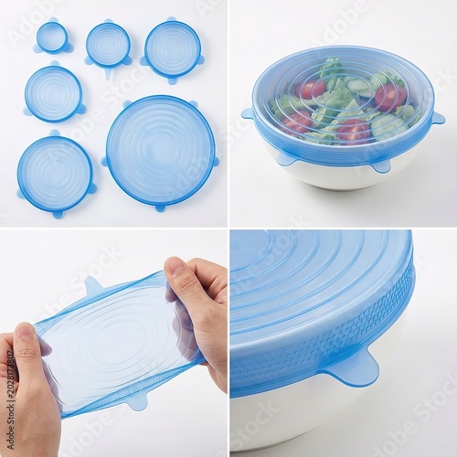 Reusable Stretchable Silicone Food Covers Eco-Friendly, Airtight Seal for Bowls, Plates & Leftovers