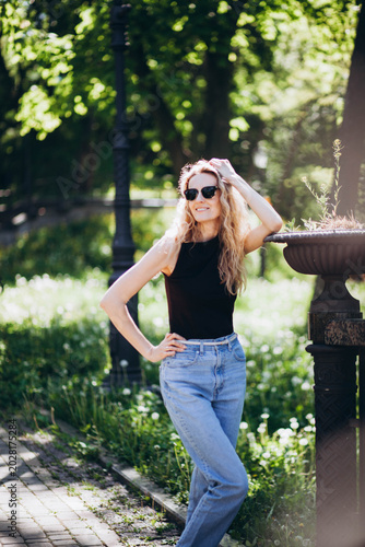 A young woman in the park.