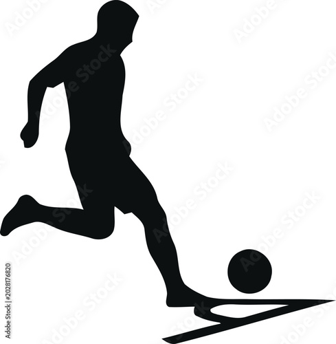 Obraz na plátně Footballer Striking Curved Free Kick Silhouette