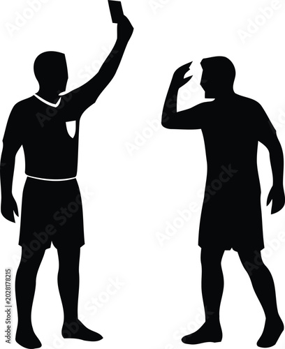 Foto Referee Showing Card to Angry Player Silhouette
