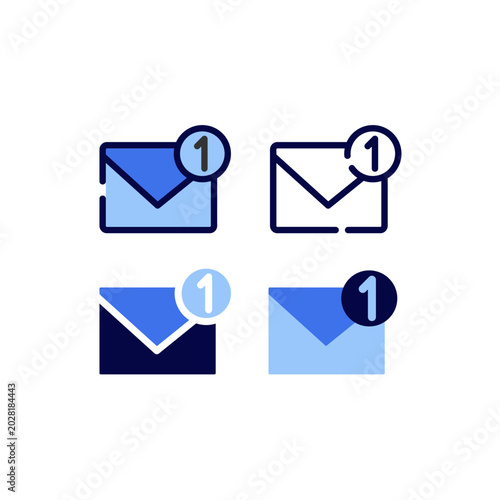 Email Notification Icons Set Vector, Message Alert Line Flat Outline Icons