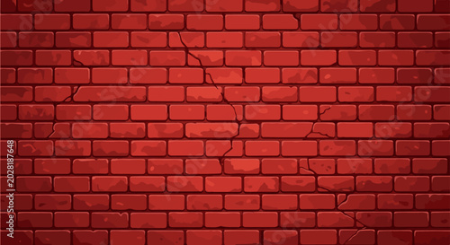 A textured red brick wall backdrop with visible cracks and imperfections