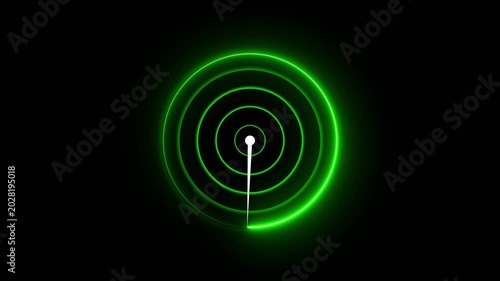 Abstract Radar Screen Technology Animation Futuristic HUD Radar Circle User Interface Target Searching Icon Concept, Simple Radar Scanning Navigation ,Abstract glowing neon radar screen on radio . UHD
