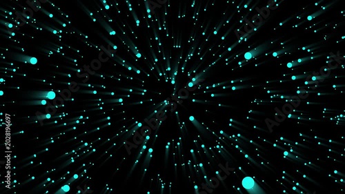Blue light particles zoom speed graphic on black. Abstract zoom background for cosmic time travel motion design. Abstract zoom animation for high speed tech flight.