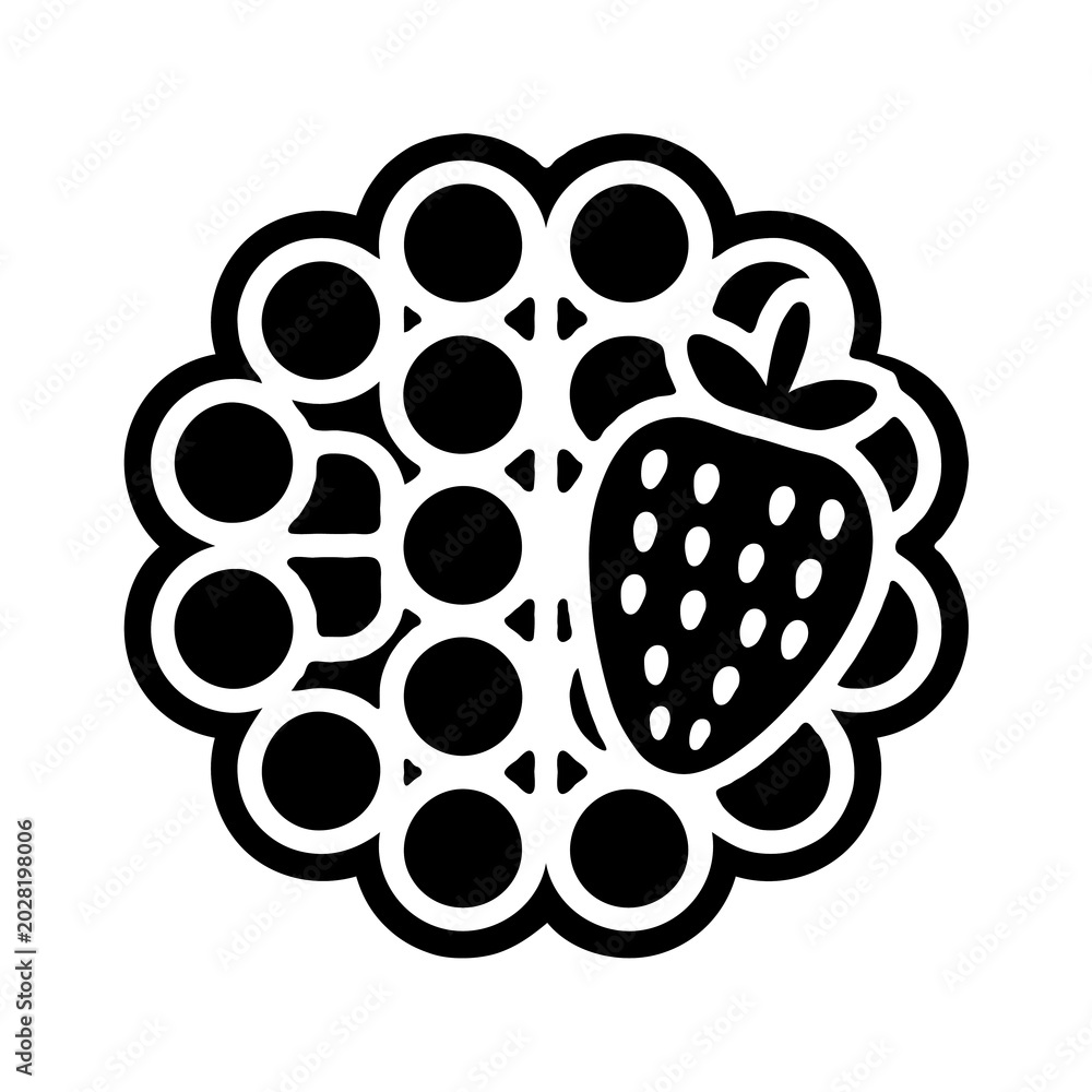Fototapeta premium Silhouette Strawberry Waffle Vector Illustration Collection on White Background
