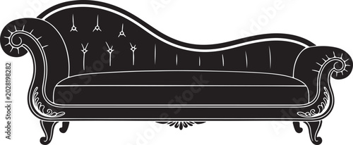 Φωτογραφία Elegant black chaise lounge sofa with ornate details on a textured