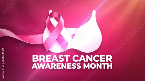 White bra silhouette with breast awareness text on pink background