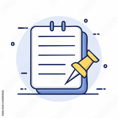 Illustration of a notepad with a pushpin