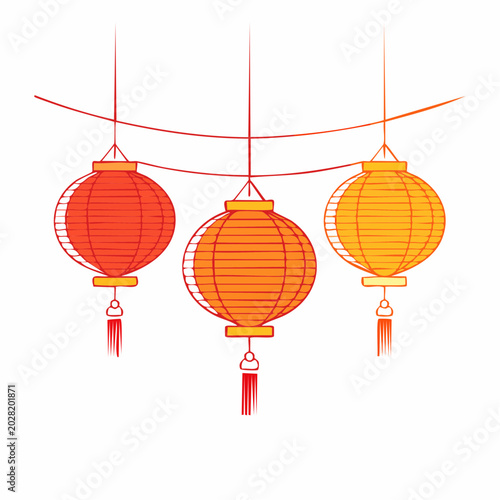 Three Chinese Lanterns Hanging