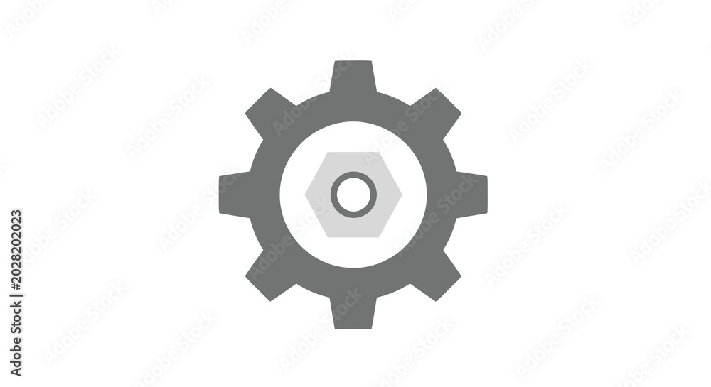 Fotografie gear with nut icon flat design on white background