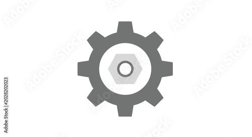 Foto gear with nut icon flat design on white background