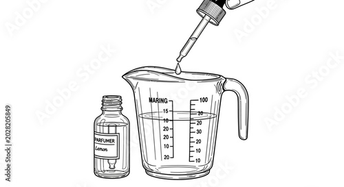Billede på lærred Laboratory, medical, pouring liquid, measuring cup, science equipment, chemistry