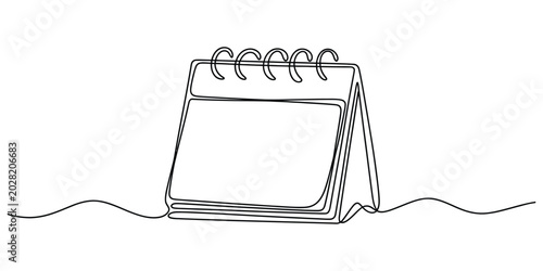 Continuous single line drawing of a desk calendar
