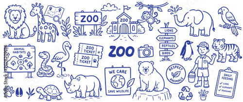 Photography Zoo concept drawing illustration set