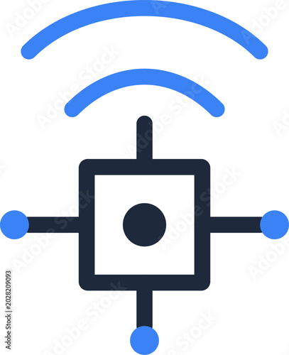 Minimalist satellite icon representing global communication network and internet connectivity for modern technology data transmission systems