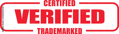 Photos A rubber stamp reads Certified Verified Trademark on a surface